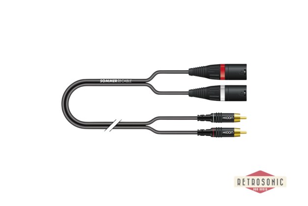 Sommer Stereo split cable Y-patch / adapter cable SC-Onyx, 1 x 0,25 mm² | XLR / RCA, NEUTRIK®  2.5m